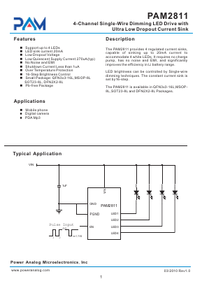 PAM2811AJER Datasheet PDF Power Analog Micoelectronics