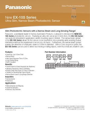 EX-10S Datasheet PDF Panasonic Battery Group