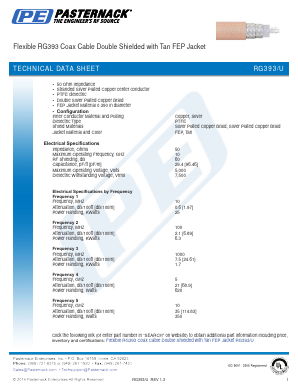 RG393-U Datasheet PDF Pasternack Enterprises, Inc.