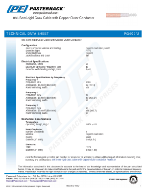 RG405-U Datasheet PDF Pasternack Enterprises, Inc.