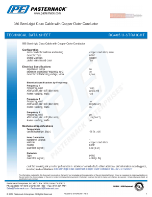 RG405-U-STRAIGHT Datasheet PDF Pasternack Enterprises, Inc.