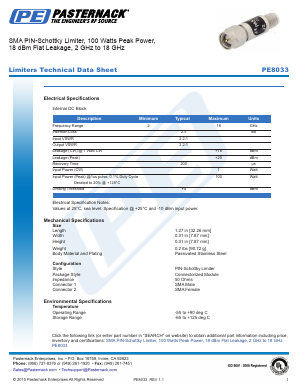 PE8033 Datasheet PDF Pasternack Enterprises, Inc.