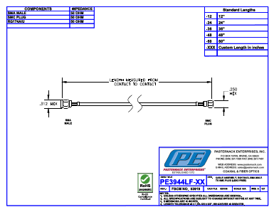 PE3944LF-XX Datasheet PDF Pasternack Enterprises, Inc.
