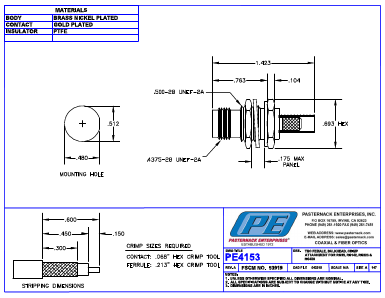 PE4153 Datasheet PDF Pasternack Enterprises, Inc.