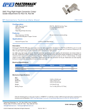 PE4160 Datasheet PDF Pasternack Enterprises, Inc.