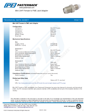 PE9710 Datasheet PDF Pasternack Enterprises, Inc.
