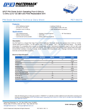 PE71S6274 Datasheet PDF Pasternack Enterprises, Inc.