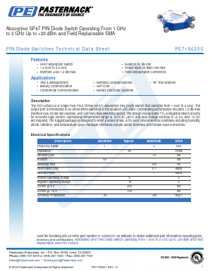 PE71S6250 Datasheet PDF Pasternack Enterprises, Inc.
