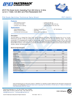 PE71S6221 Datasheet PDF Pasternack Enterprises, Inc.