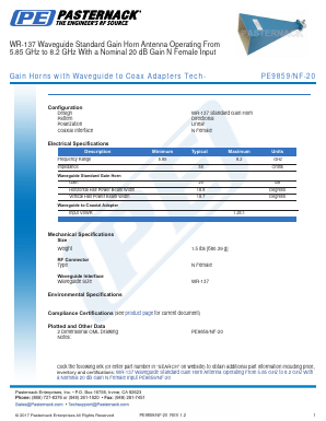 PE9859-NF-20 Datasheet PDF Pasternack Enterprises, Inc.
