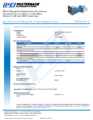 PE9854-SF-15 Datasheet PDF Pasternack Enterprises, Inc.