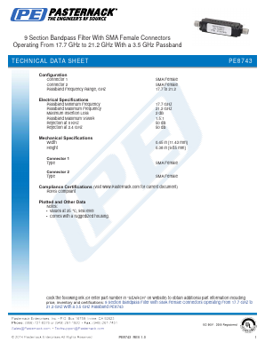 PE8743 Datasheet PDF Pasternack Enterprises, Inc.