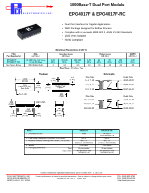 EPG4017F Datasheet PDF PCA ELECTRONICS INC.