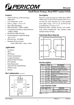 PI3A223 Datasheet PDF Pericom Semiconductor Corporation