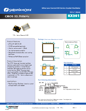 KX2013D5032.768000 Datasheet PDF Pericom Semiconductor Corporation