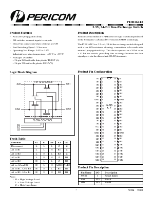 PI3B16213V Datasheet PDF Pericom Semiconductor Corporation