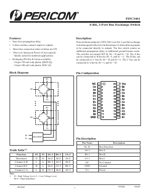PI5C3401 Datasheet PDF Pericom Semiconductor Corporation