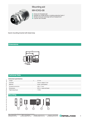 MH-EXG-08 Datasheet PDF Pepperl+Fuchs Inc.