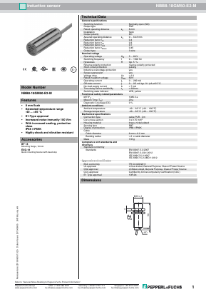 NBB8-18GM50-E2-M Datasheet PDF Pepperl+Fuchs Inc.