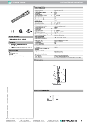 NBB2-8GM40-E2-V1-3G-3D Datasheet PDF Pepperl+Fuchs Inc.