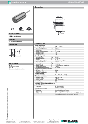 NBB10-30GM60-A0 Datasheet PDF Pepperl+Fuchs Inc.