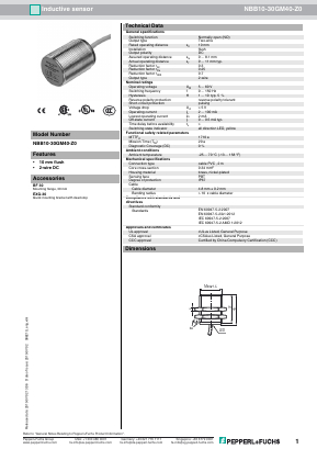 NBB10-30GM40-Z0 Datasheet PDF Pepperl+Fuchs Inc.