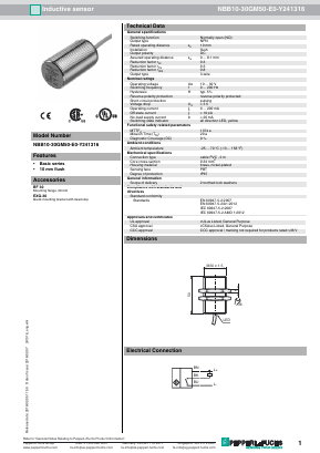 NBB10-30GM50-E0-Y241316 Datasheet PDF Pepperl+Fuchs Inc.