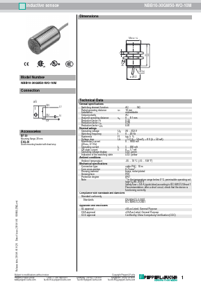 NBB10-30GM50-WO-10M Datasheet PDF Pepperl+Fuchs Inc.