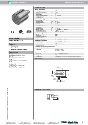 NBB15-30GM30-E3-V1 Datasheet PDF Pepperl+Fuchs Inc.