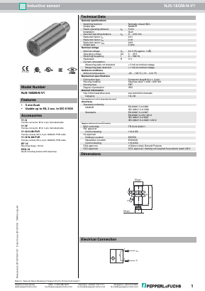 NJ5-18GM-N-V1 Datasheet PDF Pepperl+Fuchs Inc.