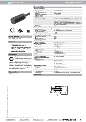 NJ5-30GK-S1N-10M Datasheet PDF Pepperl+Fuchs Inc.