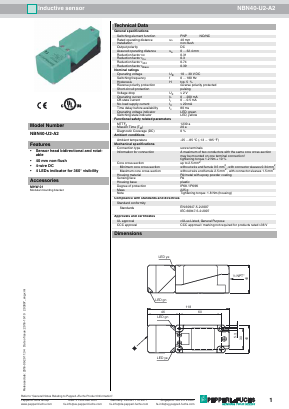 NBN40-U2-A2 Datasheet PDF Pepperl+Fuchs Inc.