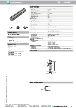 NCB4-12GM40-Z5-V1 Datasheet PDF Pepperl+Fuchs Inc.