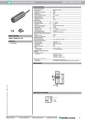NBB5-18GM50-E2-10M Datasheet PDF Pepperl+Fuchs Inc.