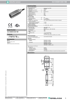 NJ4-30GM-N-200-10M Datasheet PDF Pepperl+Fuchs Inc.