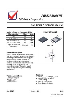 PRM2R8N06N5 Datasheet PDF PFC Device Inc.