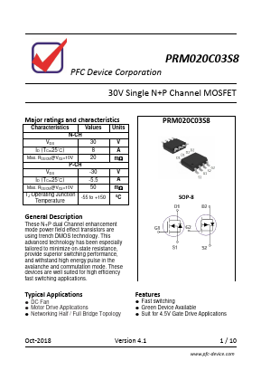 PRM020C03S8 Datasheet PDF PFC Device Inc.