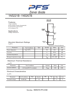 1N5221B Datasheet PDF Shenzhen Ping Sheng Electronics Co., Ltd.