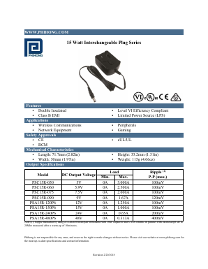 PSC15R-060 Datasheet PDF Phihong USA Inc.