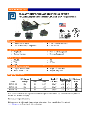 PSC30R-120 Datasheet PDF Phihong USA Inc.