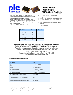 FD7520TLE-25.0M Datasheet PDF Pletronics, Inc.