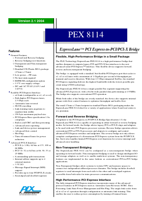 PEX8114-AA13BI Datasheet PDF PLX Technology