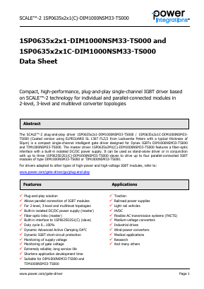 1SP0635X2X1-DIM1000NSM33-TS000 Datasheet PDF Power Integrations, Inc.