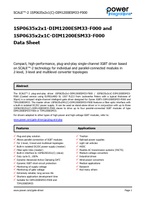 1SP0635V2M1-DIM1200ESM33-F000 Datasheet PDF Power Integrations, Inc.