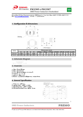 PSC2505-3R9M Datasheet PDF PREMO CORPORATION S.L