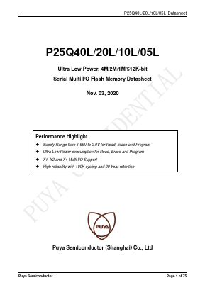 P25Q10LA-UWH-IT Datasheet PDF Puya Semiconductor Co., Ltd.