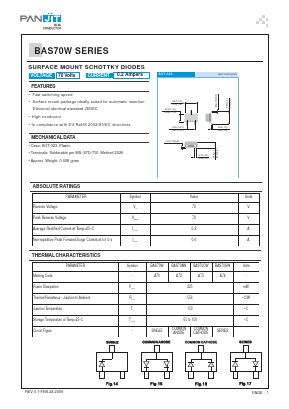 BAS70AW Datasheet PDF PANJIT INTERNATIONAL