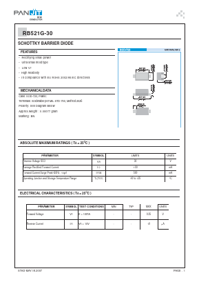 RB521G-30 Datasheet PDF PANJIT INTERNATIONAL
