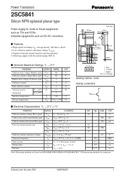 2SC5841 Datasheet PDF Panasonic Corporation