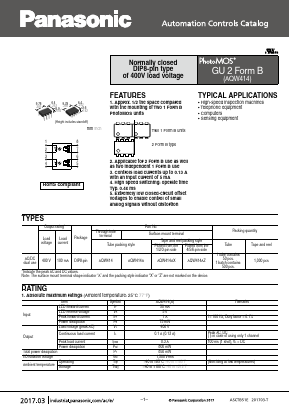 AQW414A Datasheet PDF Panasonic Corporation